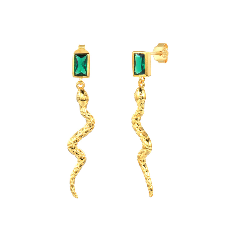 Emerald Snake Earrings